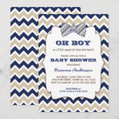OH BOY Bowtie baby shower/marjoor bruin chevron Kaart (Voorkant / Achterkant)