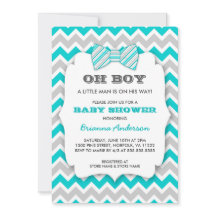 OH BOY Bowtie baby shower / turquoise grijs chevro