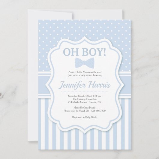 Oh Boy Bowtie Baby shower Uitnodiging (Voorkant)