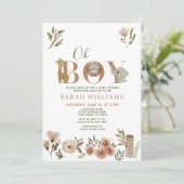 Oh Boy Brown Boho Safari Animals Shower Kaart (Staand voorkant)