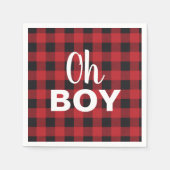 Oh Boy Buffalo Check Plaid Baby shower servetten (Voorkant)