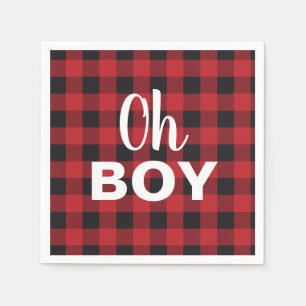 Oh Boy Buffalo Check Plaid Baby shower servetten