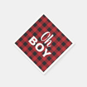 Oh Boy Buffalo Check Plaid Baby shower servetten (Hoek)