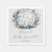 Oh Boy Bunny Rabbit Blue Floral Baby Sprinkle Servet (Voorkant)