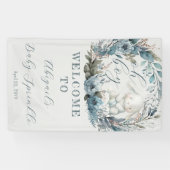 Oh Boy Bunny Rabbit Blue Floral Baby Sprinkle Spandoek (Horizontaal)