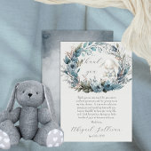 Oh Boy Bunny Rabbit Blue Floral Wreath Baby shower Bedankkaart