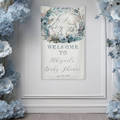 Oh Boy Bunny Rabbit Blue Floral Wreath Baby shower Spandoek