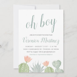 Oh Boy Cactus Baby shower Invitation, woestijn Bab Kaart