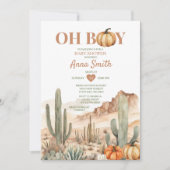 Oh Boy Cactus Desert Landschap Pompoen Baby shower Kaart (Voorkant)
