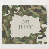 Oh Boy Camo Baby shower Sparkling Wijnetiket (Enkel label)