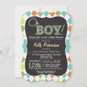 Oh boy! Chalkboard look Baby shower Uitnodiging (Voorkant)