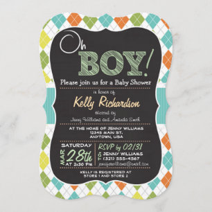 Oh boy! Chalkboard look Baby shower Uitnodiging