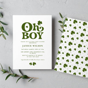 Oh Boy Charm St. Patrick's Day Baby shower Kaart