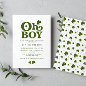 Oh Boy Charm St. Patrick's Day Baby shower Kaart