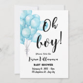Oh boy! Charmante Blue Baby shower Invitation Kaar Kaart (Voorkant)