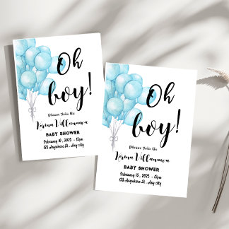 Oh boy! Charmante Blue Baby shower Invitation Kaar Kaart
