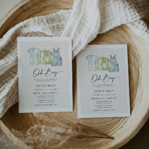 Oh Boy Clothes Baby shower Uitnodiging