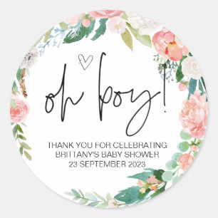 Oh Boy Cute Baby shower Party Favor Ma om Cla te w Ronde Sticker