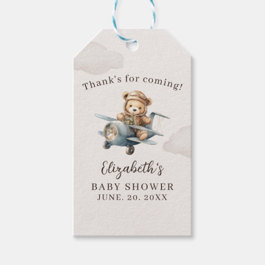 Oh Boy, Cute Bear Baby shower boy Cadeaulabel (Voorkant)