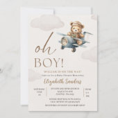 Oh Boy,  Cute Bear Baby shower boy Kaart (Voorkant)