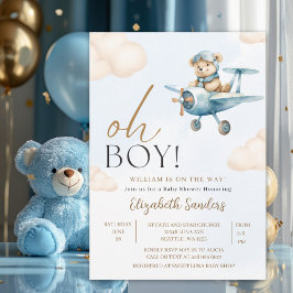 Oh Boy, Cute Bear Baby shower boy Kaart