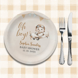 Oh Boy, Cute Bear Baby shower boy Papieren Bordje