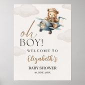 Oh Boy, Cute Bear Baby shower boy Poster (Voorkant)