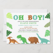 Oh Boy Cute Dinosaur Baby shower Uitnodiging (Voorkant)