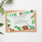 Oh Boy Cute Dinosaur Baby shower Uitnodiging