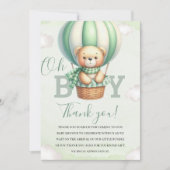 Oh Boy,  Cute Green Bear Baby shower boy Bedankkaart (Voorkant)
