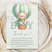 Oh Boy,  Cute Green Bear Baby shower boy