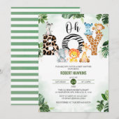 Oh Boy Cute Oerwoud Safari Baby shower Kaart (Voorkant / Achterkant)