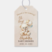 Oh Boy , Cute watercolor bear Baby shower Cadeaulabel (Voorkant)