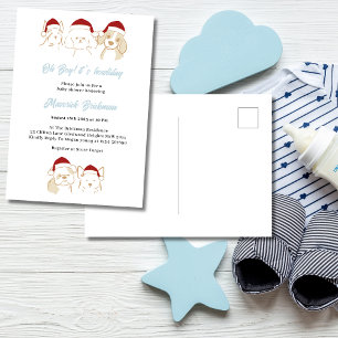 Oh Boy Cuties Puppy Kerstvakantie Baby shower Briefkaart