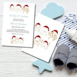 Oh Boy Cuties Puppy Kerstvakantie Baby shower Kaart