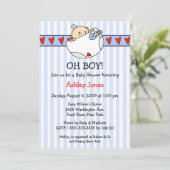 Oh Boy Diaper Baby Boy Shower Invitations Kaart (Staand voorkant)