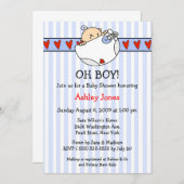 Oh Boy Diaper Baby Boy Shower Invitations Kaart (Voorkant / Achterkant)