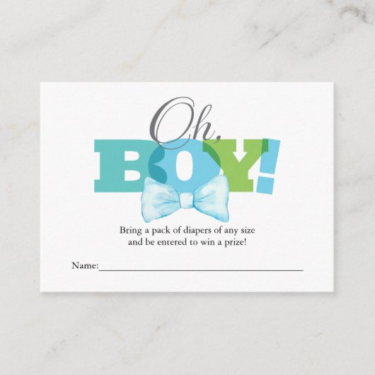 Oh Boy Diaper Raffle-kaart Informatiekaartje (Voorkant)