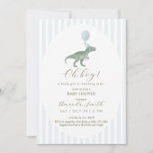 Oh Boy Dinosaur Baby Shower Invitation Kaart (Voorkant)