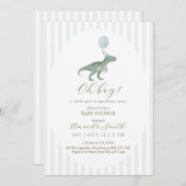 Oh Boy Dinosaur Baby Shower Invitation Kaart (Voorkant / Achterkant)