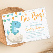 Oh Boy Dinosaur Baby shower Kaart