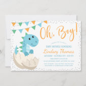 Oh Boy Dinosaur Baby shower Kaart (Voorkant)