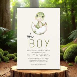 Oh Boy Dinosaur Boho Baby Boy Shower Kaart