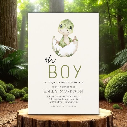 Oh Boy Dinosaur Boho Baby Boy Shower Kaart