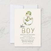 Oh Boy Dinosaur Boho Baby Boy Shower Kaart (Voorkant)