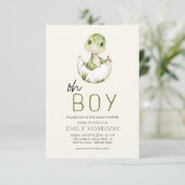 Oh Boy Dinosaur Boho Baby Boy Shower Kaart (Staand voorkant)