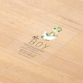 Oh Boy Dinosaur Schattigee Baby Boy Shower Acryl Uitnodigingen (Laagn)