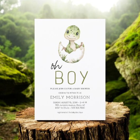 Oh Boy Dinosaur Schattigee Baby Boy Shower Kaart