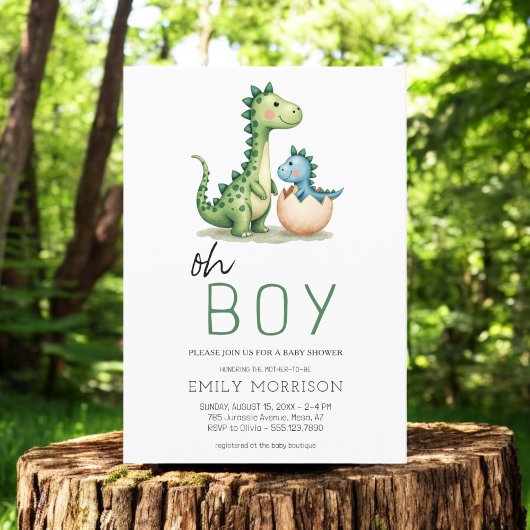 Oh Boy Dinosaur Schattigee Baby Boy Shower Kaart