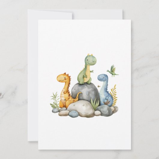 Oh Boy Dinosaur Schattigee Baby Boy Shower Kaart (Achterkant)